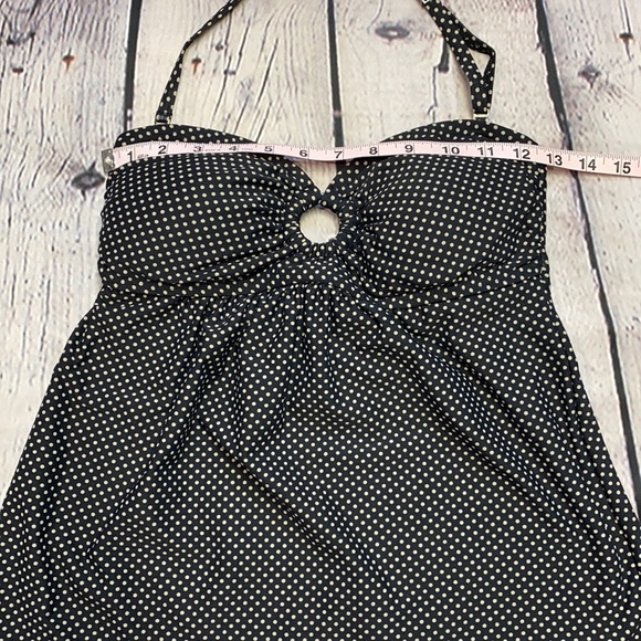 DKNY Black w/Tan Dots Tankini Top Size: S\CH\P - Picture 6 of 17